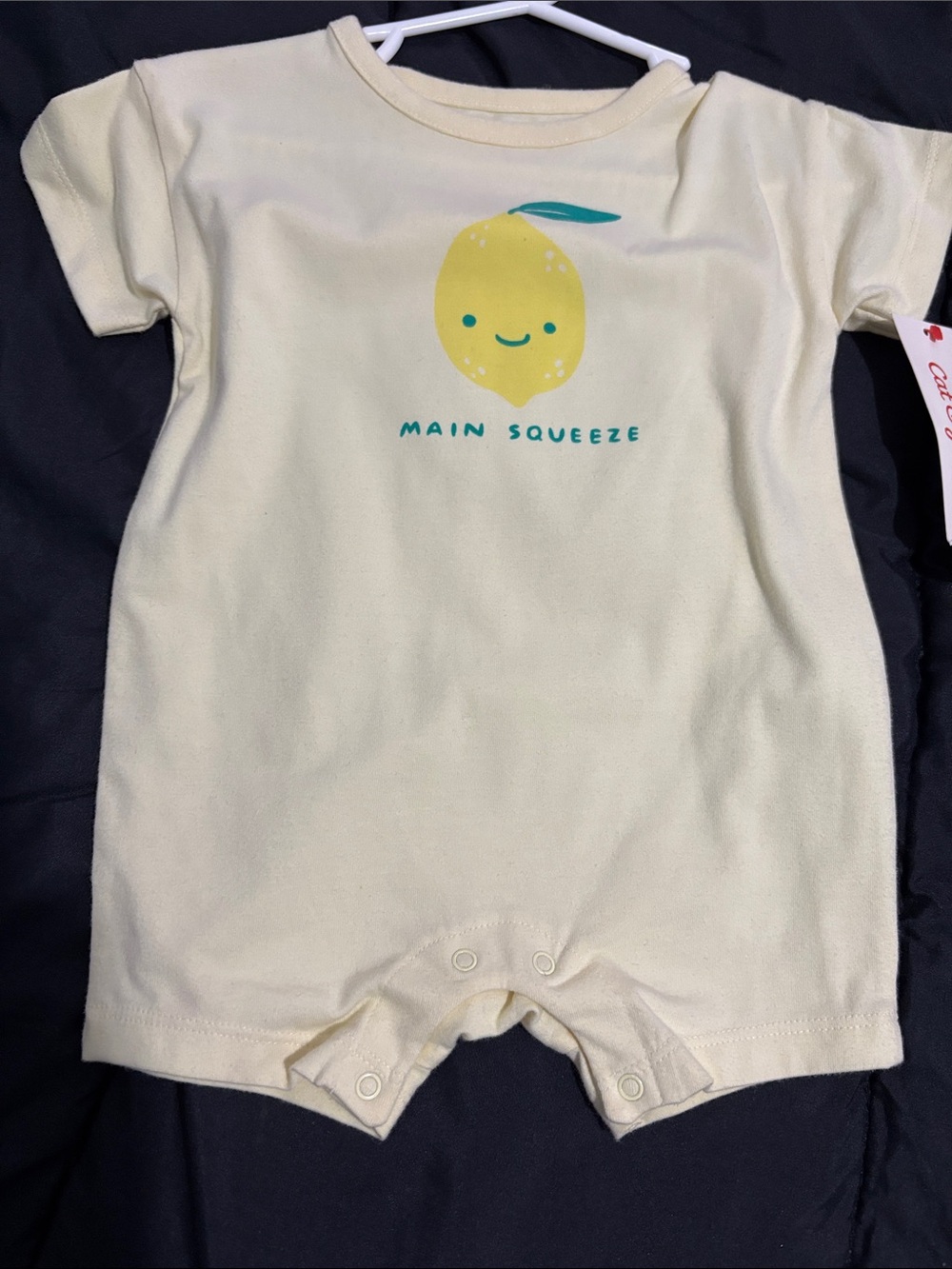 Squeeze Cream Romper with Yellow Lemon Graphic
